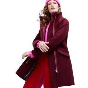 J. Crew Burgundy Cocoon Coat in Italian Stadium Cloth Wool
